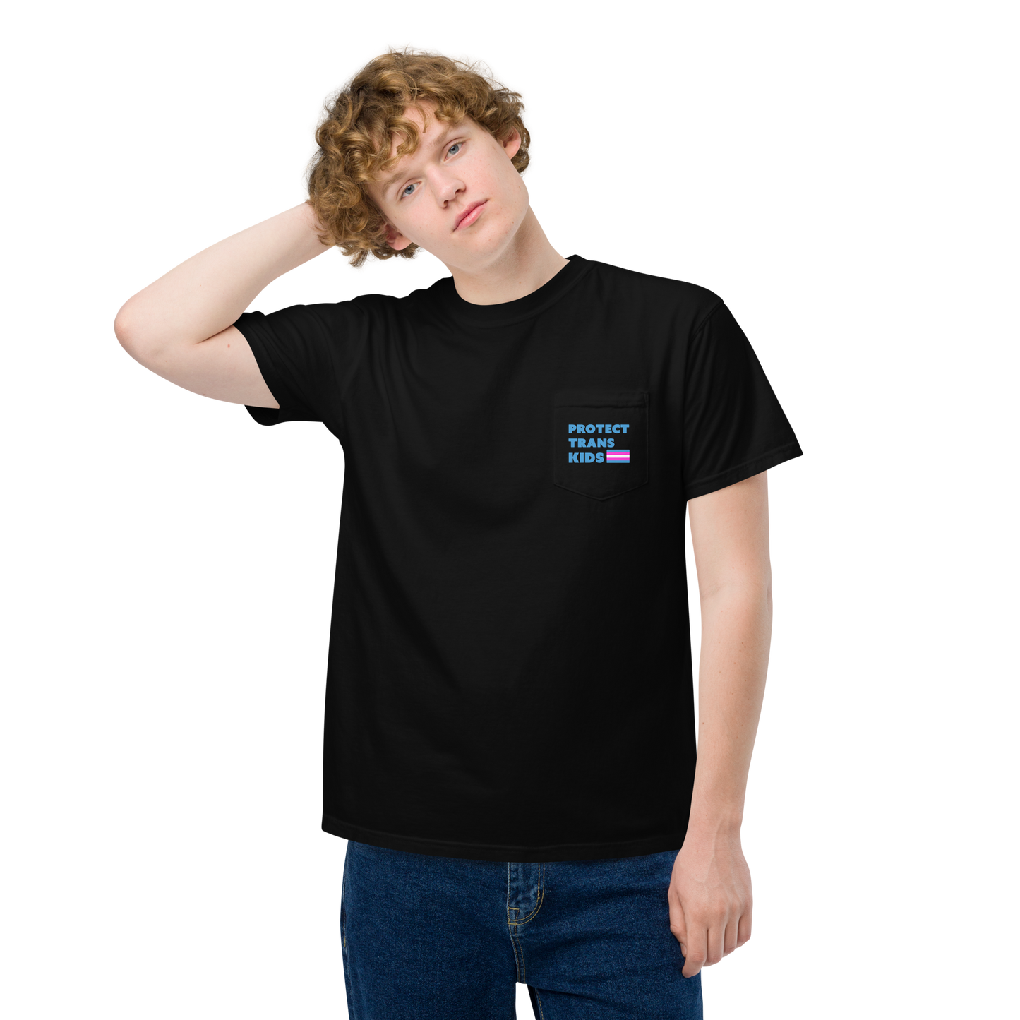 Protect Trans Kids! Unisex garment-dyed pocket t-shirt