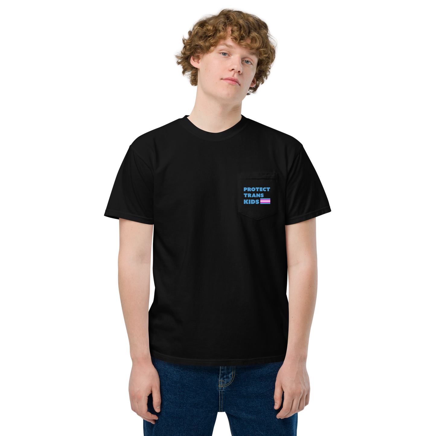 Protect Trans Kids! Unisex garment-dyed pocket t-shirt