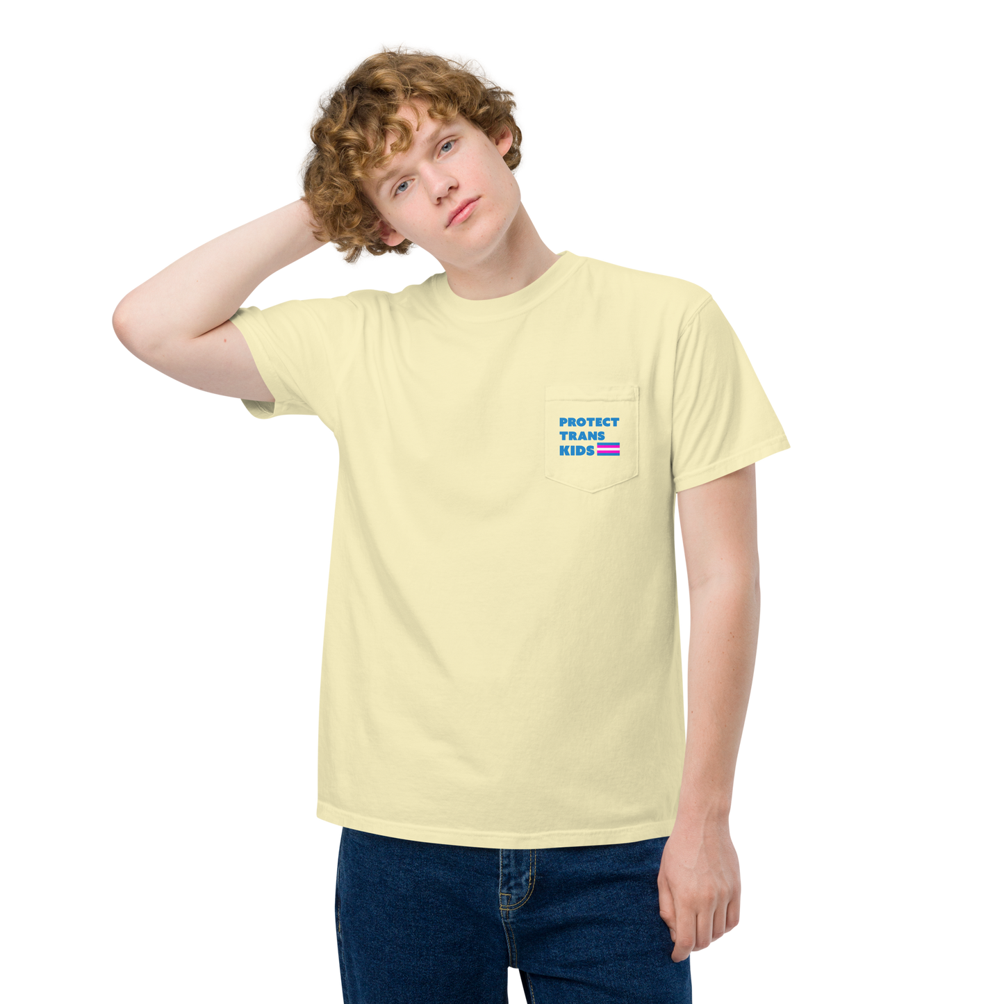 Protect Trans Kids! Unisex garment-dyed pocket t-shirt