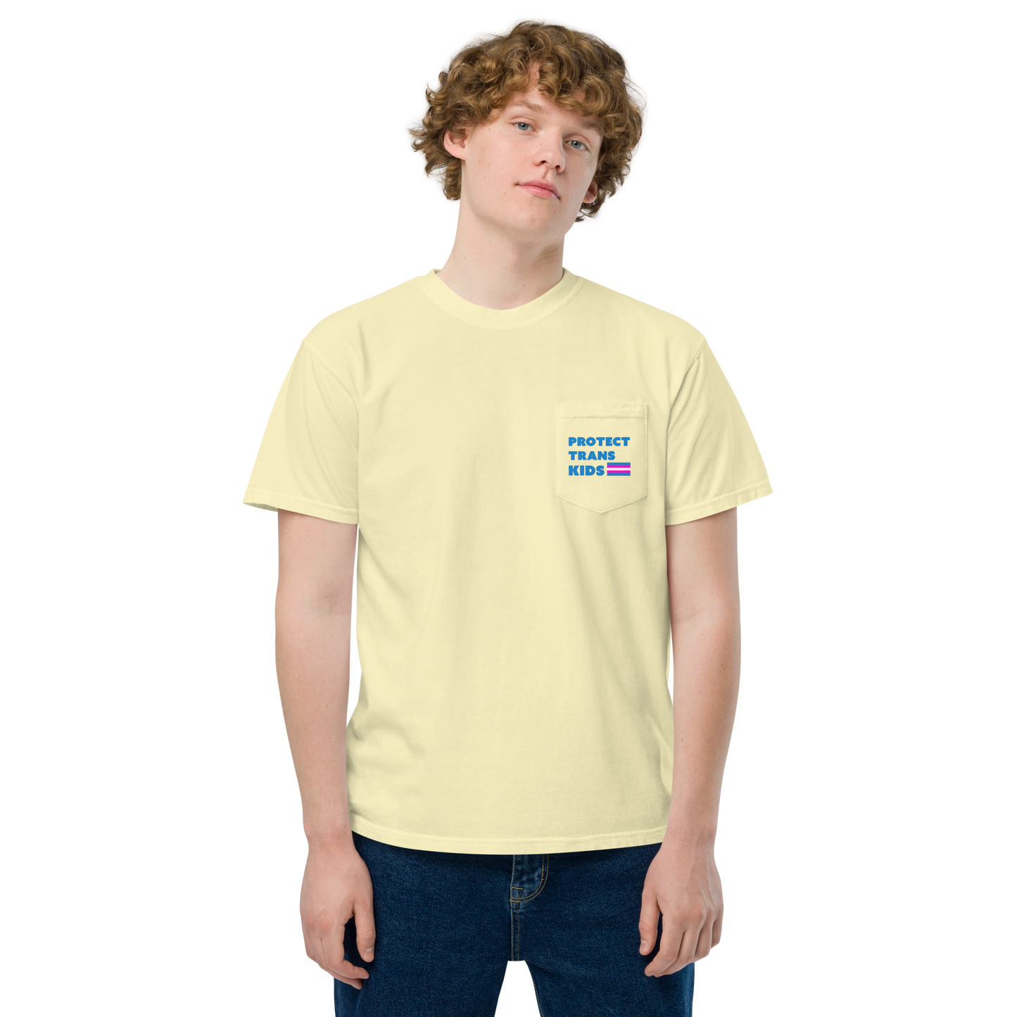 Protect Trans Kids! Unisex garment-dyed pocket t-shirt