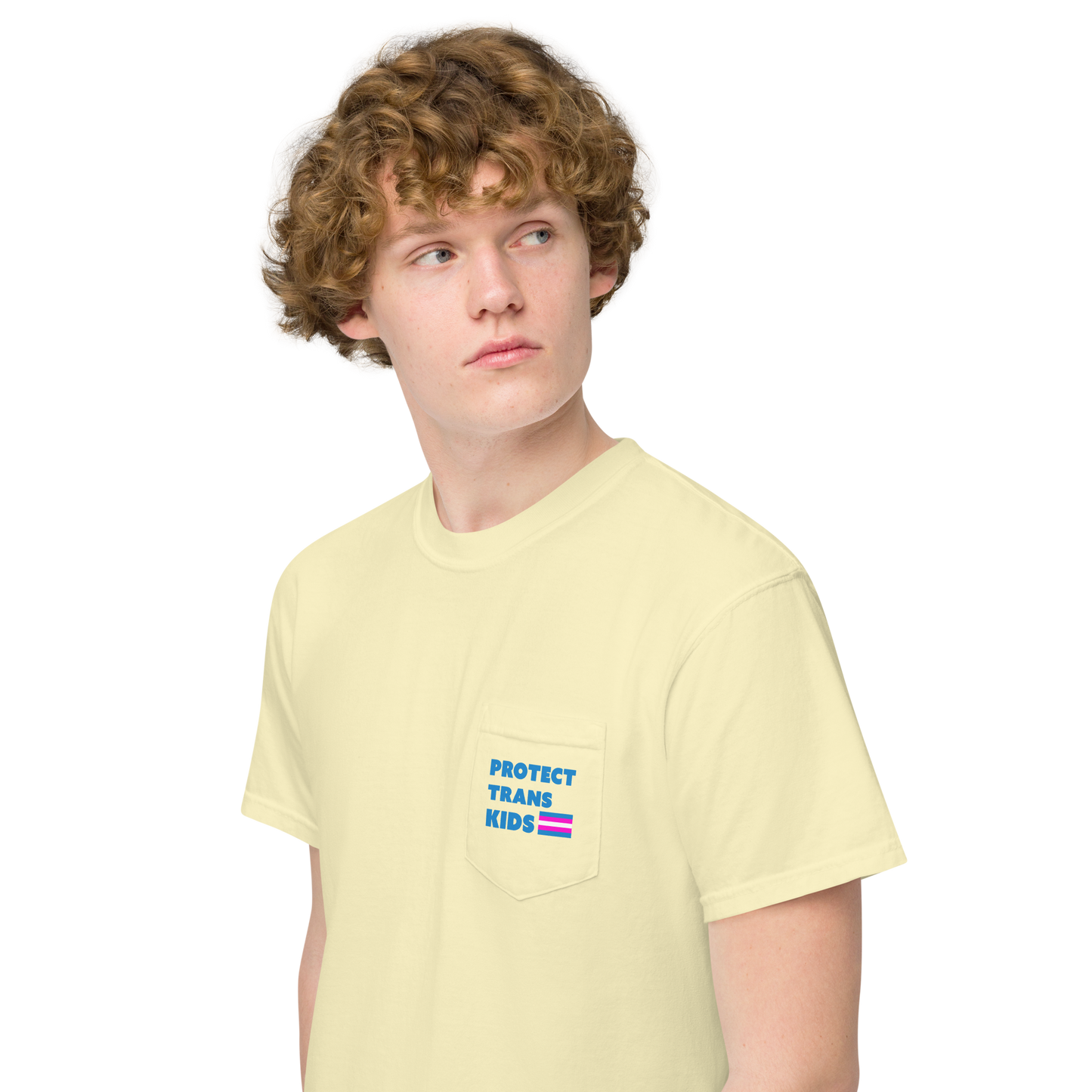 Protect Trans Kids! Unisex garment-dyed pocket t-shirt