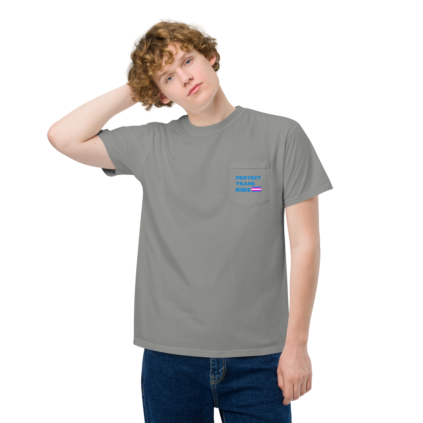 Protect Trans Kids! Unisex garment-dyed pocket t-shirt