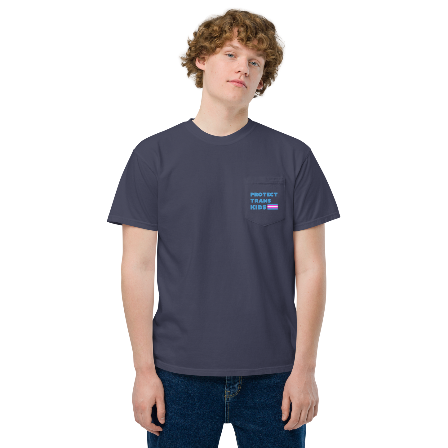 Protect Trans Kids! Unisex garment-dyed pocket t-shirt