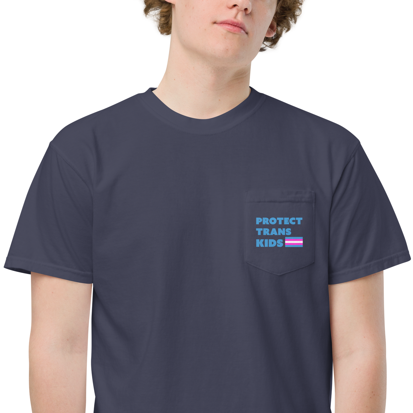 Protect Trans Kids! Unisex garment-dyed pocket t-shirt