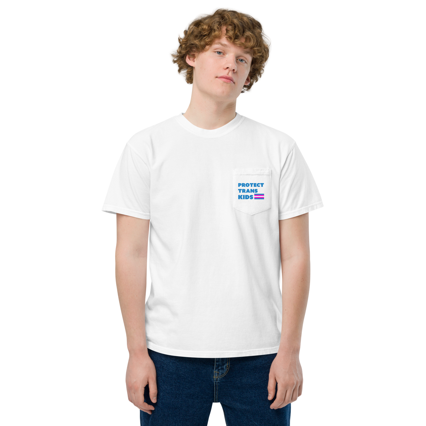 Protect Trans Kids! Unisex garment-dyed pocket t-shirt