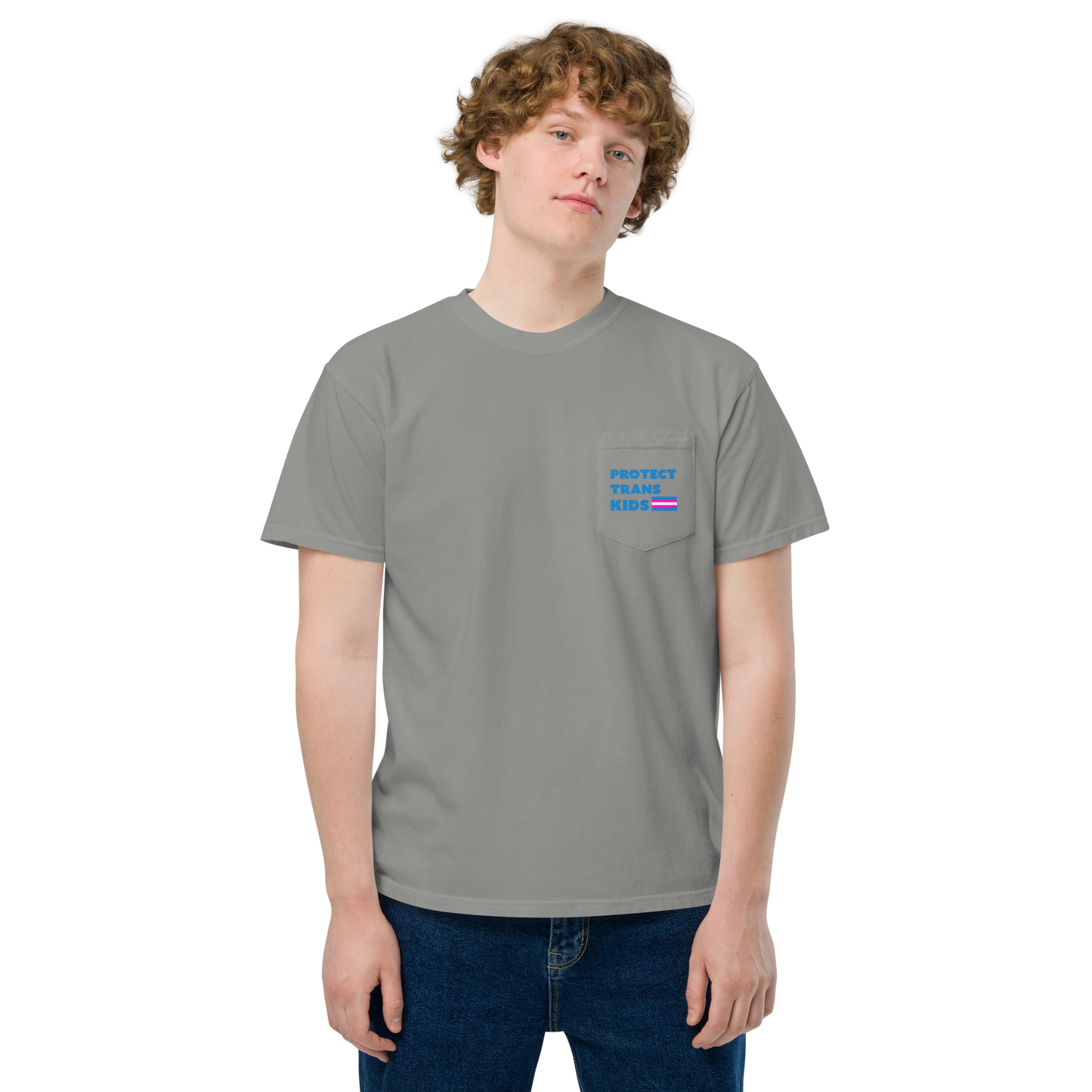 Protect Trans Kids! Unisex garment-dyed pocket t-shirt